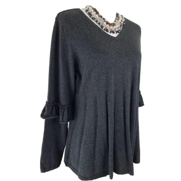 Style & Co Woman~Plus Sz 1X~Dark Gray Ruffled-Sleeve Pullover Stretch NWT$56.50 - Picture 3 of 8